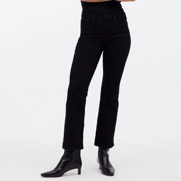 Madewell Black Mid Rise Kick Out Crop Jeans Size 26 - Picture 1 of 8